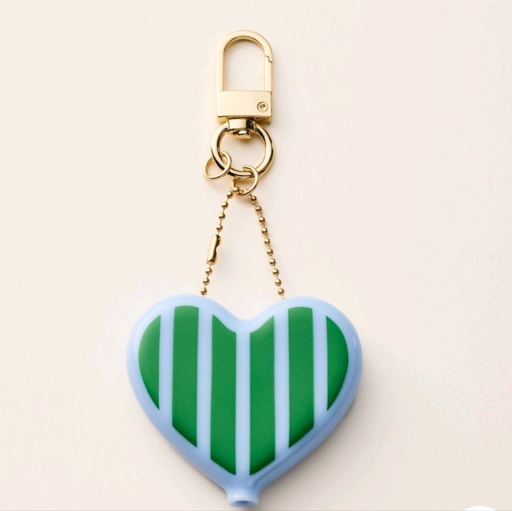 Kate Spade New York X Target Green and White Striped Heart Keychain